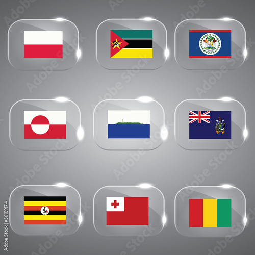 Free Download Flags Glass Flags Set Flags of the world Vector illustration - GFXLoad