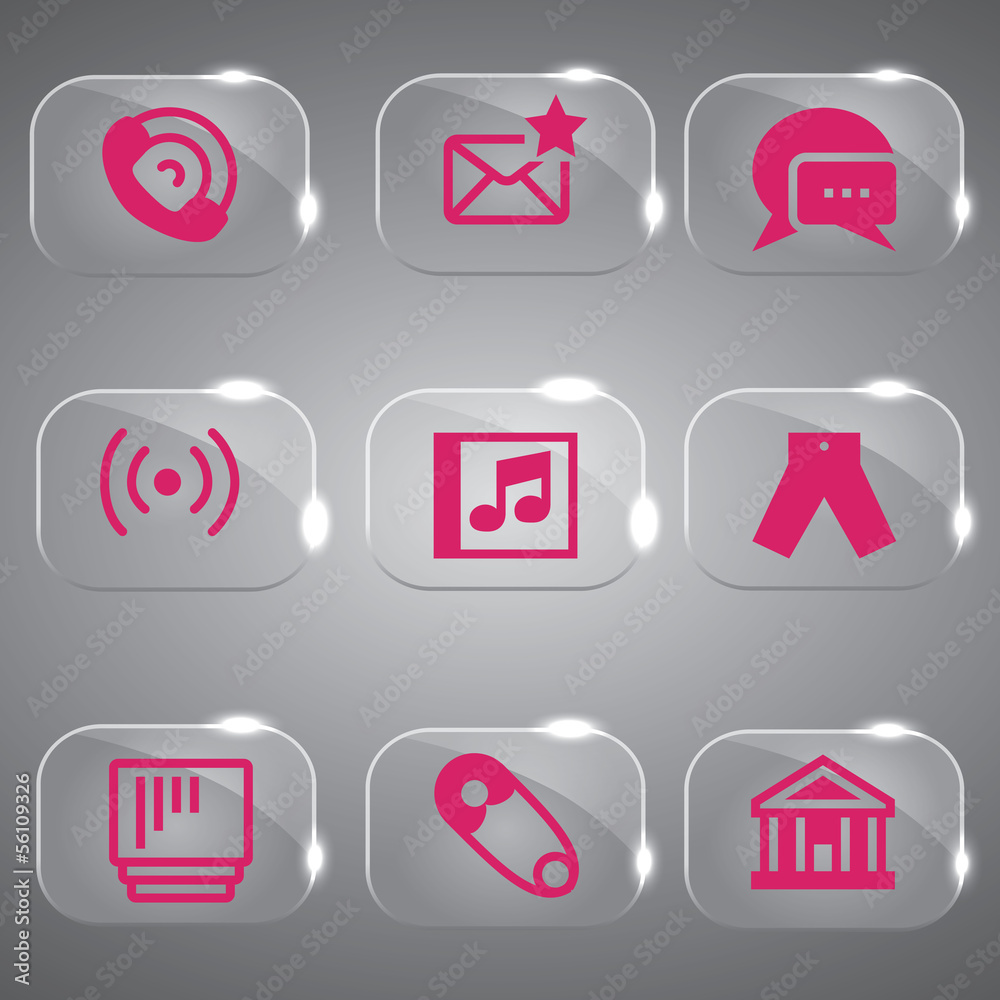 Glass icons vector icon set icons web collection Illustration Glass icons vector icon set icons web collection Illustration