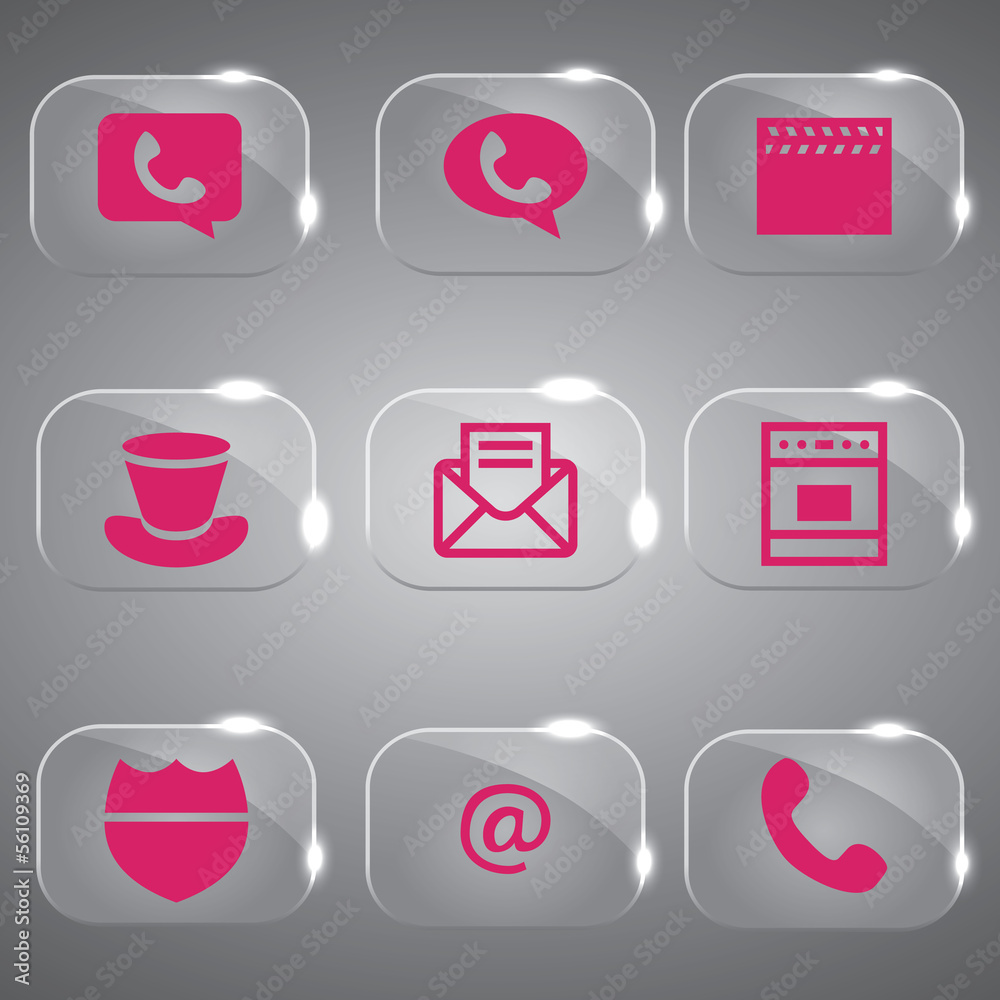 Glass icons vector icon set icons web collection Illustration Glass icons vector icon set icons web collection Illustration
