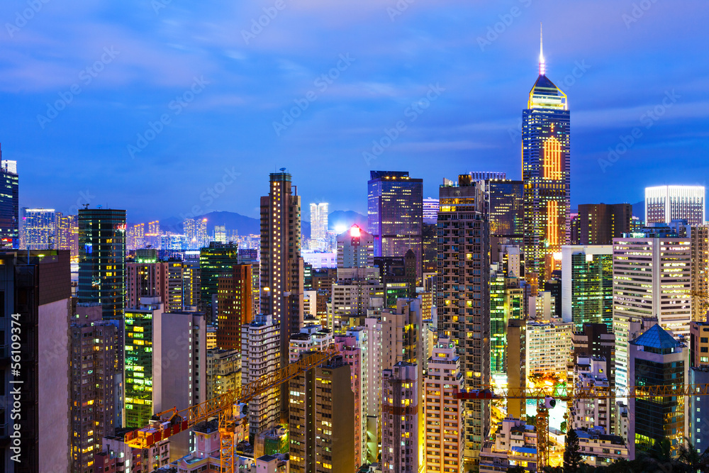 Obraz premium Cityscape in Hong Kong at night