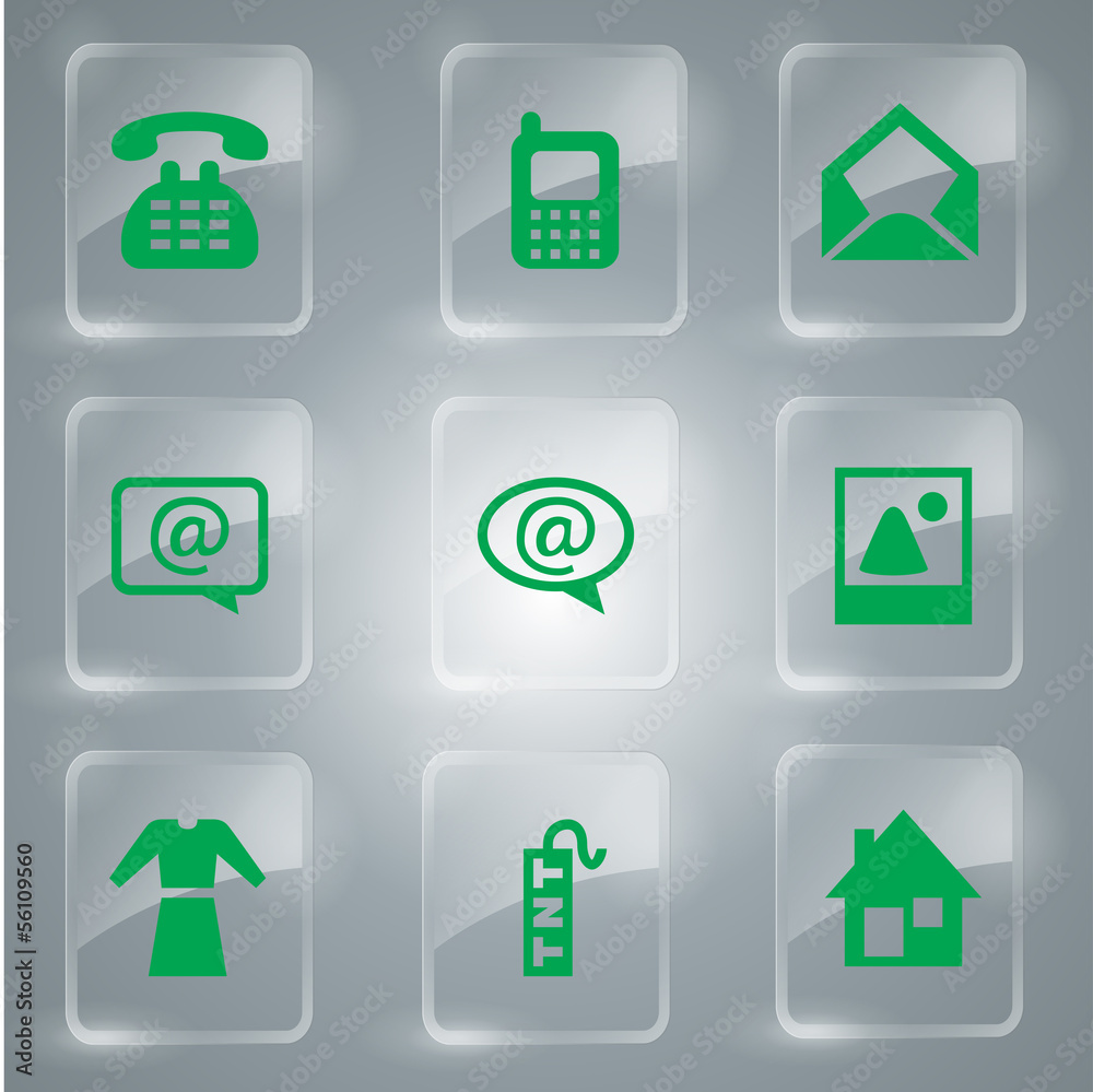 Glass icons vector icon set icons web collection Illustration Glass icons vector icon set icons web collection Illustration