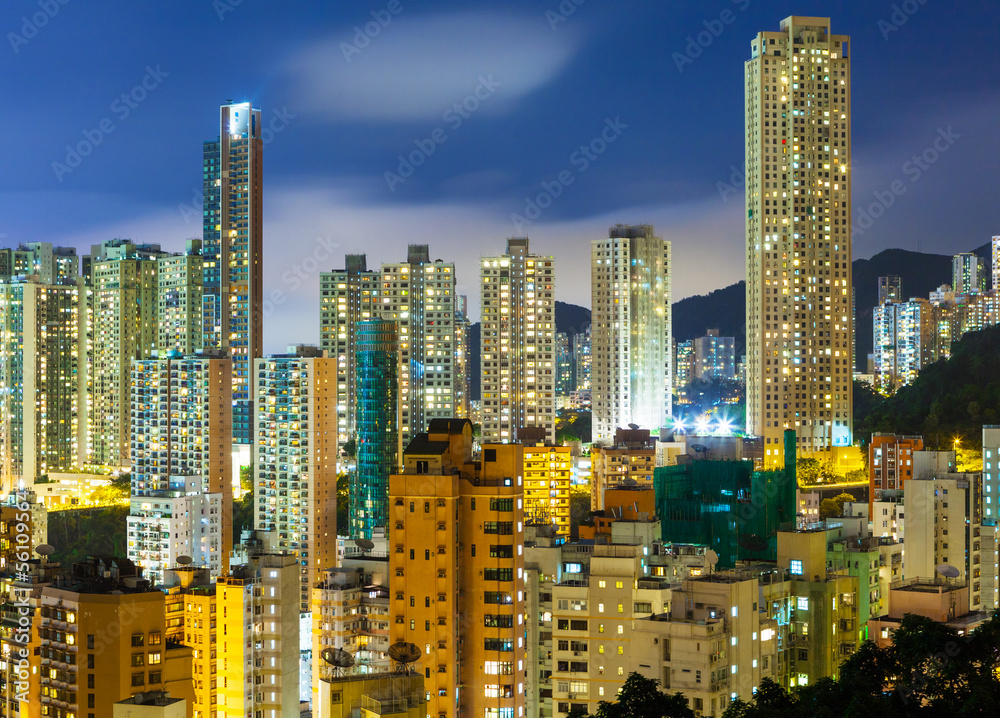 Downtown district in Hong Kong