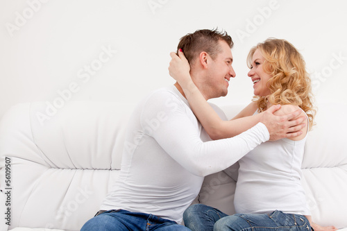 couple sitting and hugging