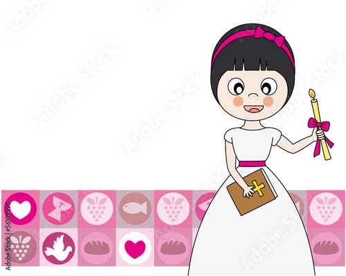 First Communion Invitation Card. Girl