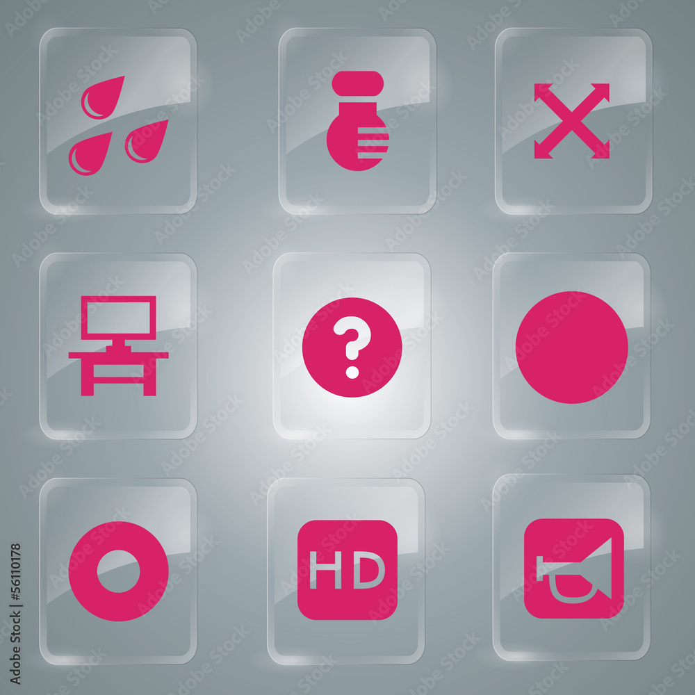 Glass icons vector icon set icons web collection Illustration Glass icons vector icon set icons web collection Illustration