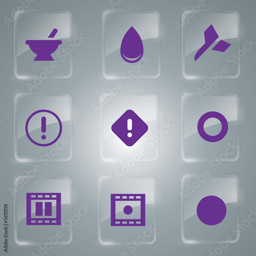 Glass icons vector icon set icons web collection Illustration