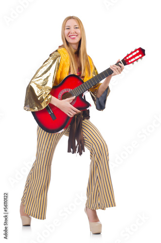 Guitar player isolated on the white