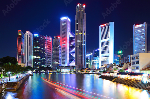 Canvas Print Singapore city skyline at night