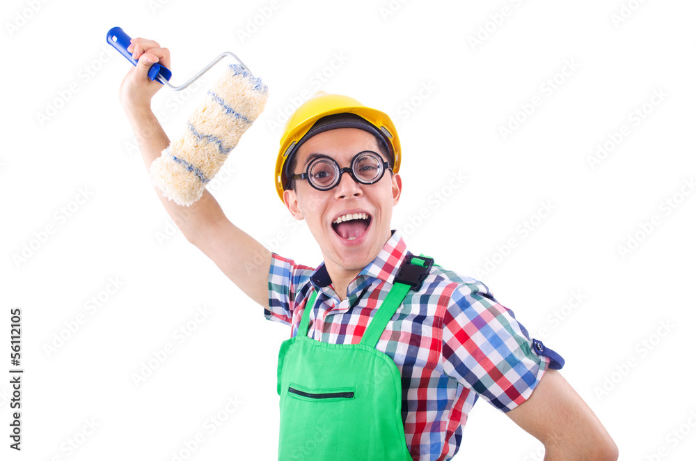 Funny painter isolated on white Funny painter isolated on white
