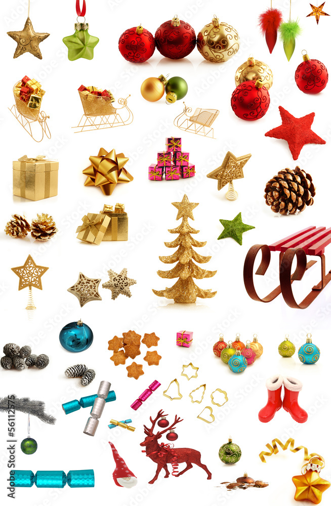 Christmas design elements collection isolated on white