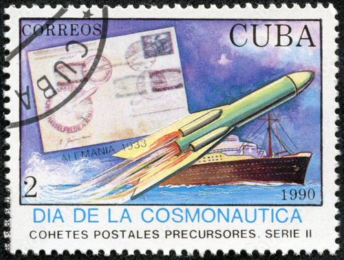 stamp printed in Cuba dedicated to Transatlantic flights