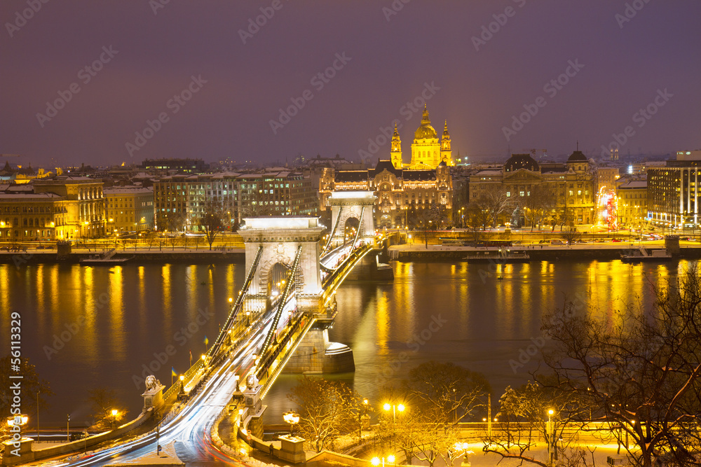 Chain Bridge and skyline of Pest, Budapest