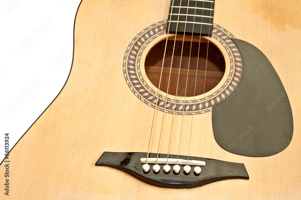 Fototapeta premium Picture of acoustic guitar, isolated on the white background