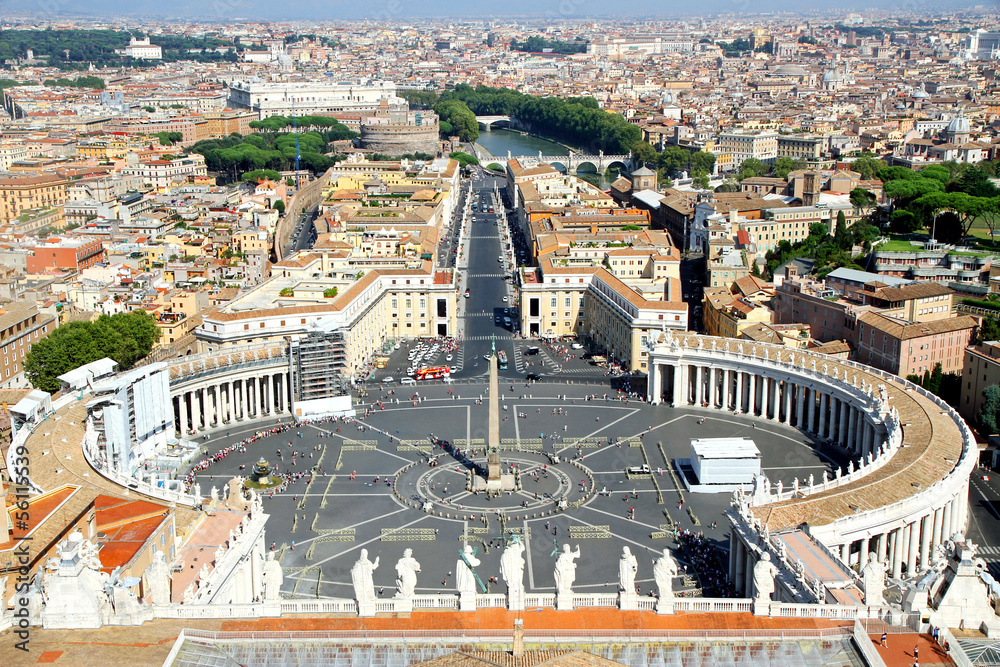 incredible view of the city of Rome from above the dome of the C
