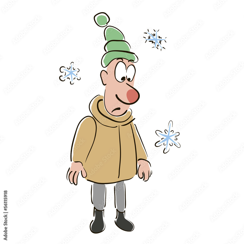 Man with a frostbitten nose Man with a frostbitten nose
