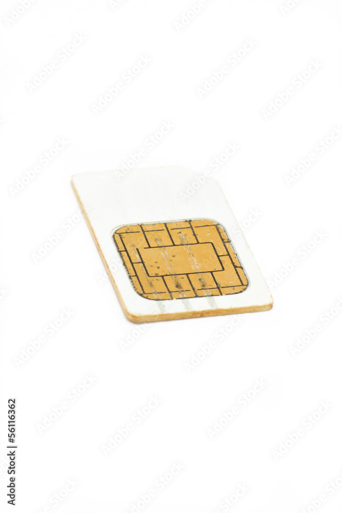 SIM card for cellphone isolated on white background. SIM card for cellphone isolated on white background.
