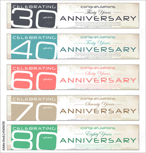 Anniversary retro banner, set