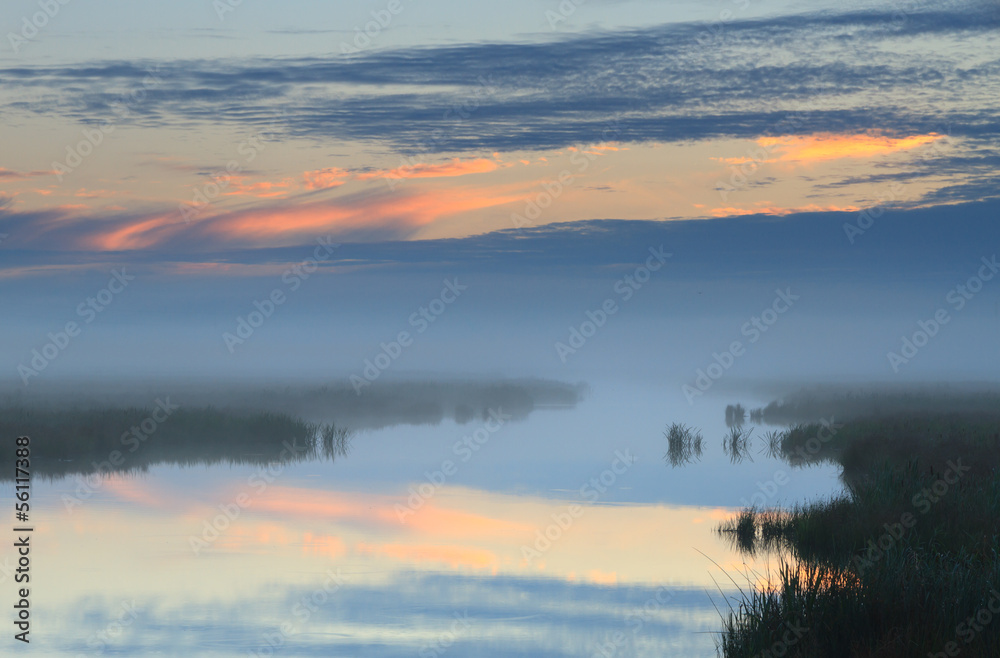 River at foggy sunrise