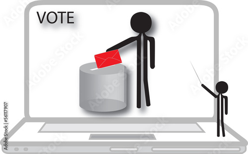 teacher  voting on computer