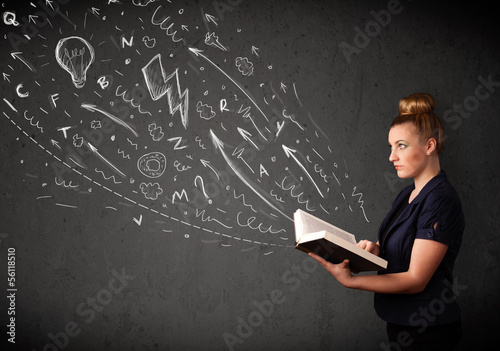 Young woman reading a book