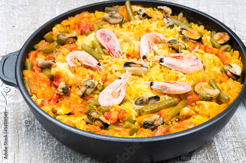 Paella with seafood