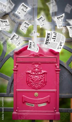 Wallpaper Mural Post box with daily newspapers flying Torontodigital.ca