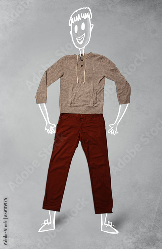 Hand drawn funny character in casual clothes