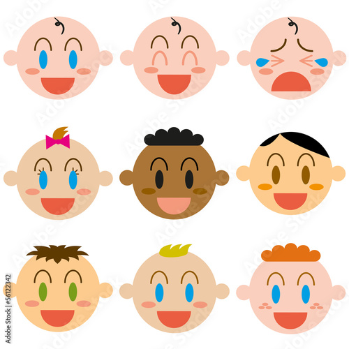 Vector Cartoon Cute different Babies Set photo