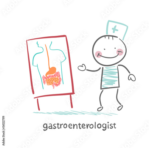 gastroenterologist shows the presentation of the disease