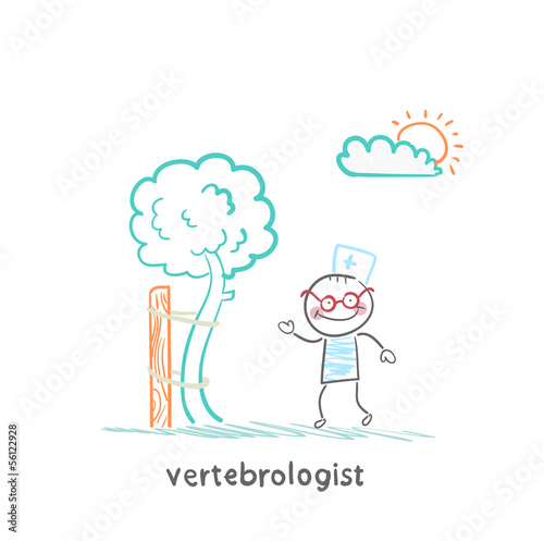 vertebrologist standing near tree with a crooked trunk
