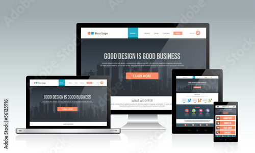 Responsive website template on multiple devices