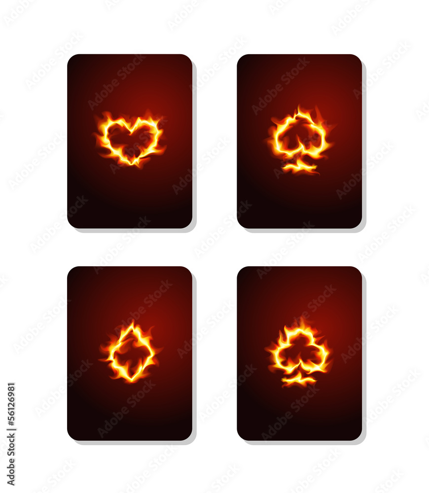 Vector illustration of playing card suits on fire Vector illustration of playing card suits on fire