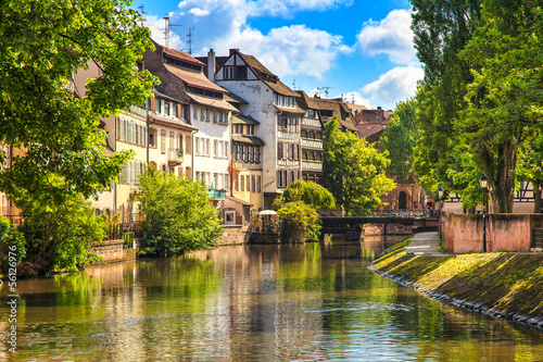 Strasbourg, water canal in Petite France, Unesco site. Alsace. photo