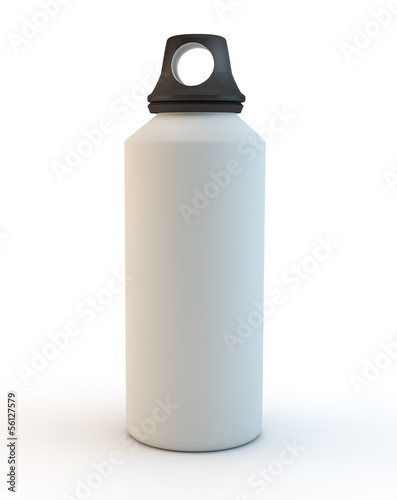 white camping style portable drinks bottle on white background