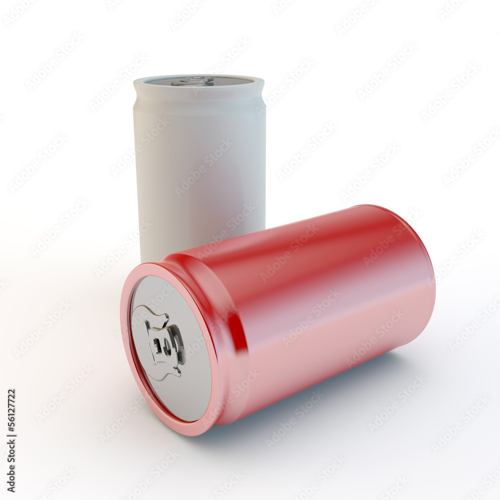 2 blank cans side view on a white background 2 blank cans side view on a white background