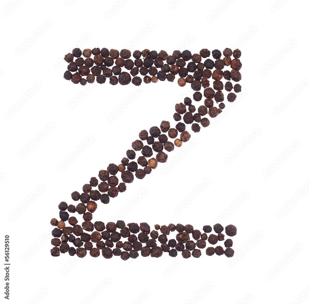 letter Z made of pepper letter Z made of pepper