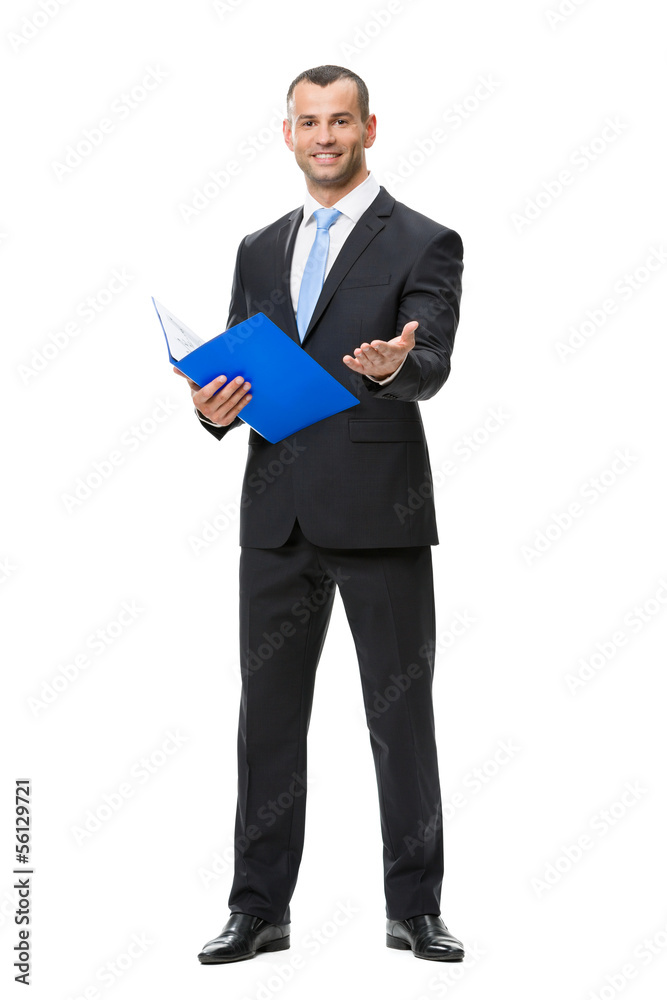 Full-length portrait of businessman with folder Full-length portrait of businessman with folder