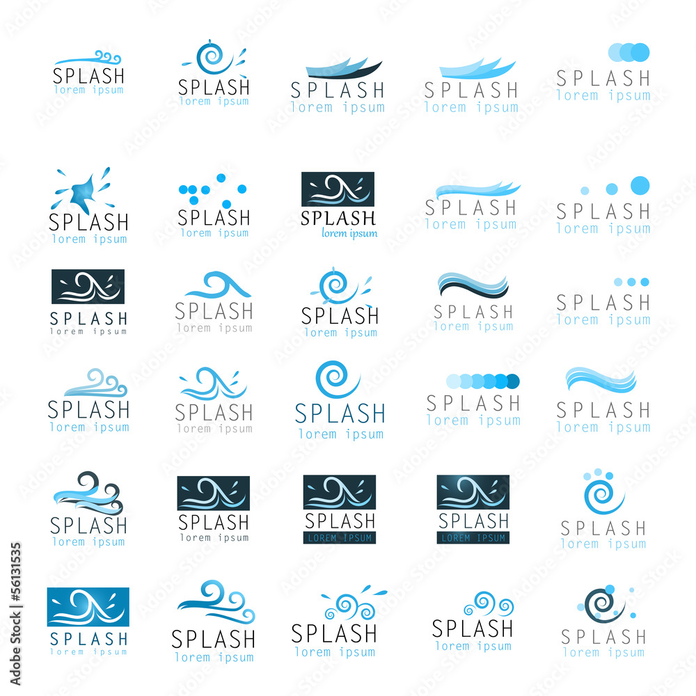 Collection of water design elements isolated on white Collection of water design elements isolated on white