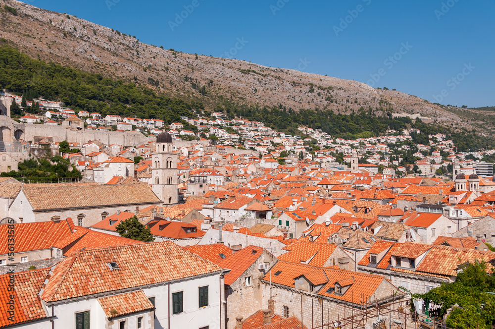 Red tiled rooftops in city of Dubrovnik