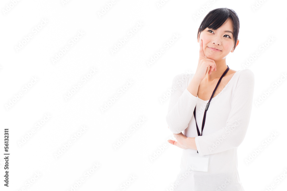 young asian businesswoman thinking young asian businesswoman thinking