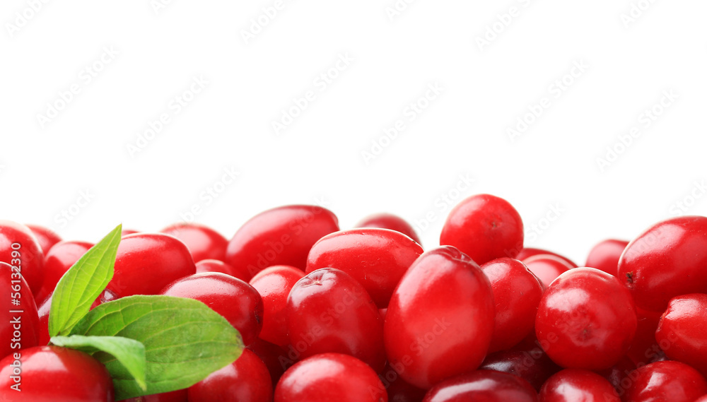 Fresh cornel berries isolated on white Fresh cornel berries isolated on white