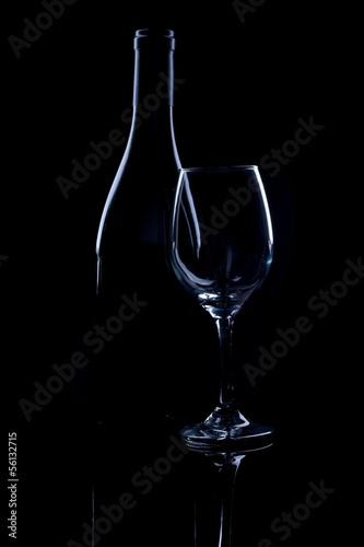 Wine bottle and glass.