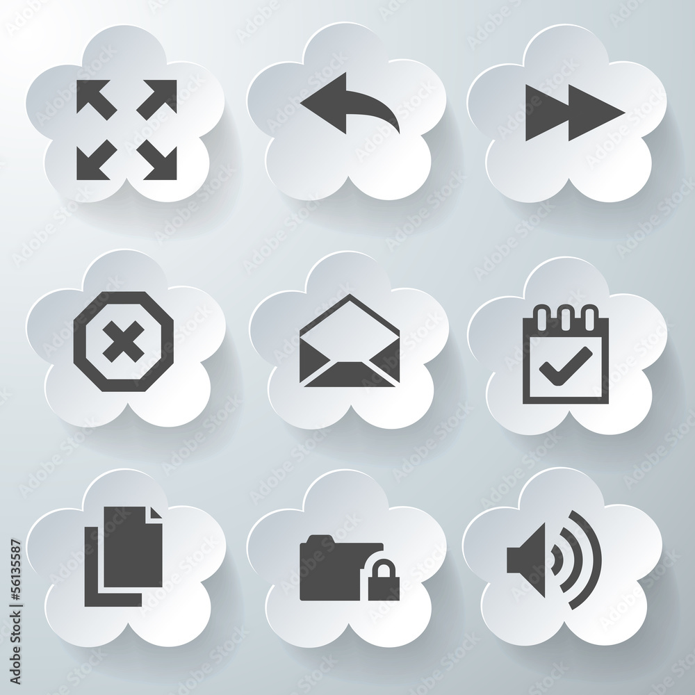 White 3d icons 3d icons set icon collection vector illustration White 3d icons 3d icons set icon collection vector illustration