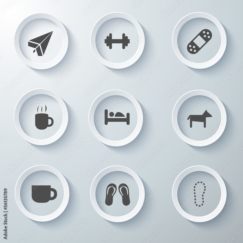 White 3d icons 3d icons set icon collection vector illustration White 3d icons 3d icons set icon collection vector illustration