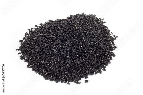 plastic polymer granules on white background