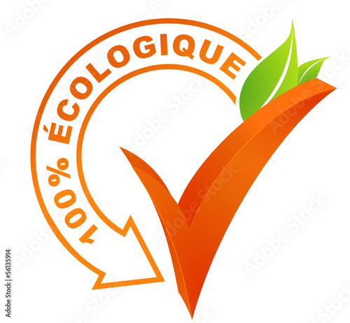 100 pour 100 écologique sur symbole validé orange