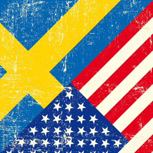 USA and swedish grunge Flag