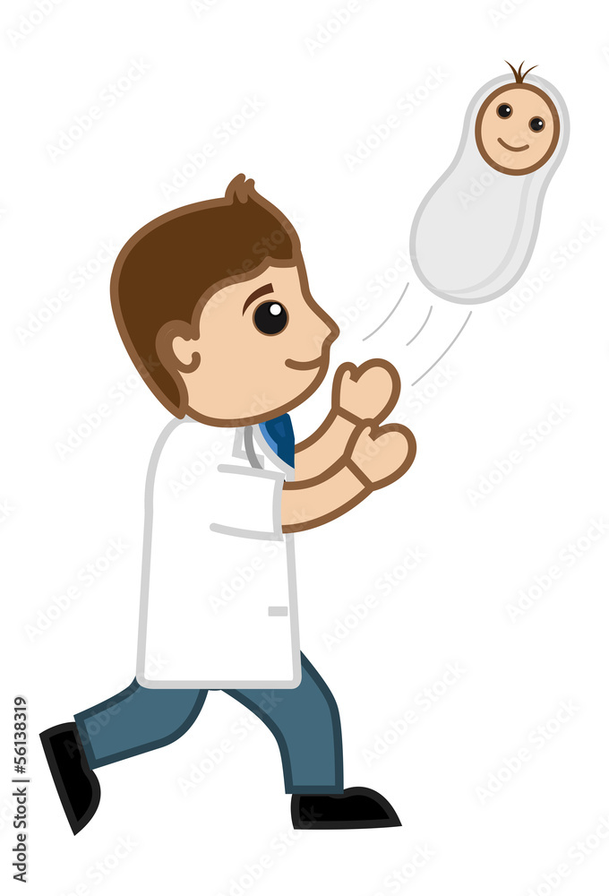 Happy Doctor Playing with New Born Baby Happy Doctor Playing with New Born Baby