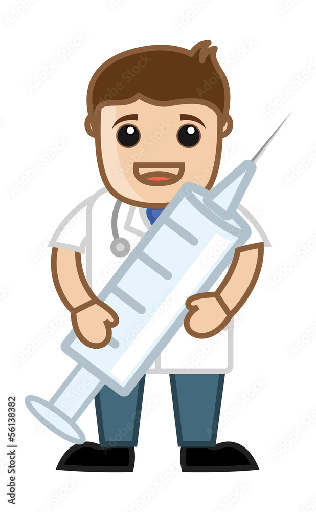 Doctor Having Syringe - Medical Cartoon Vector Character Doctor Having Syringe - Medical Cartoon Vector Character