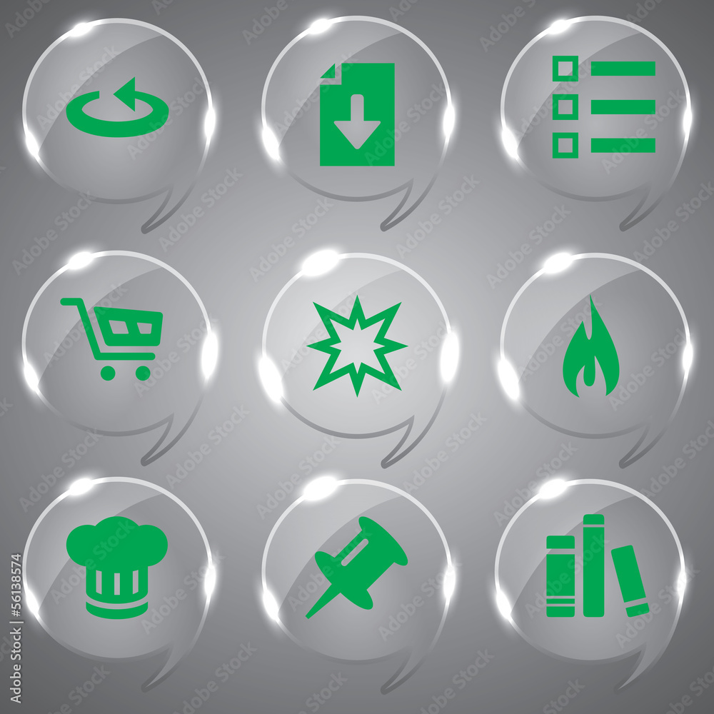 Glass icons vector icon set icons web collection Illustration Glass icons vector icon set icons web collection Illustration